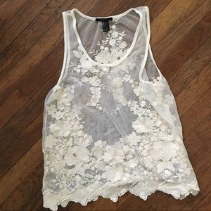 Sheer tank with lace